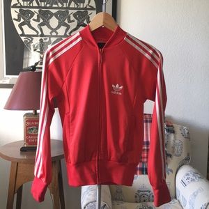 Red adidas track jacket